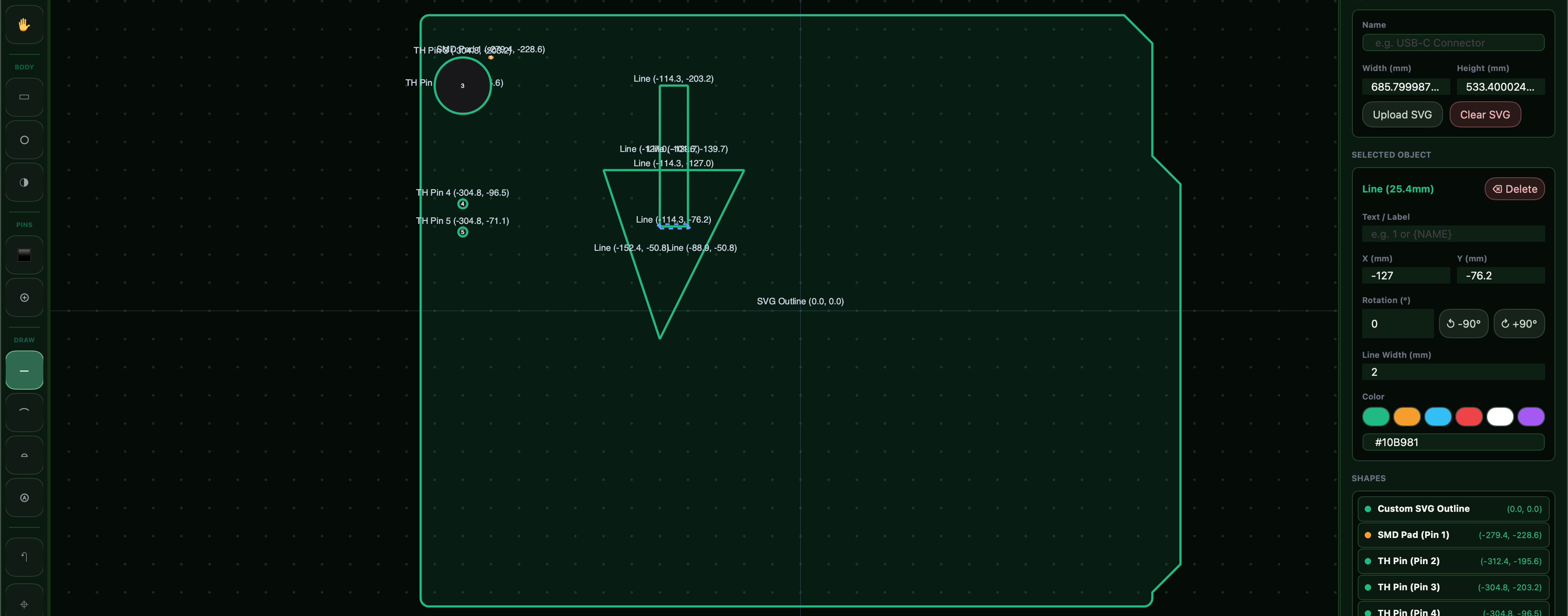 CircuitFlow.NET custom component footprint editor