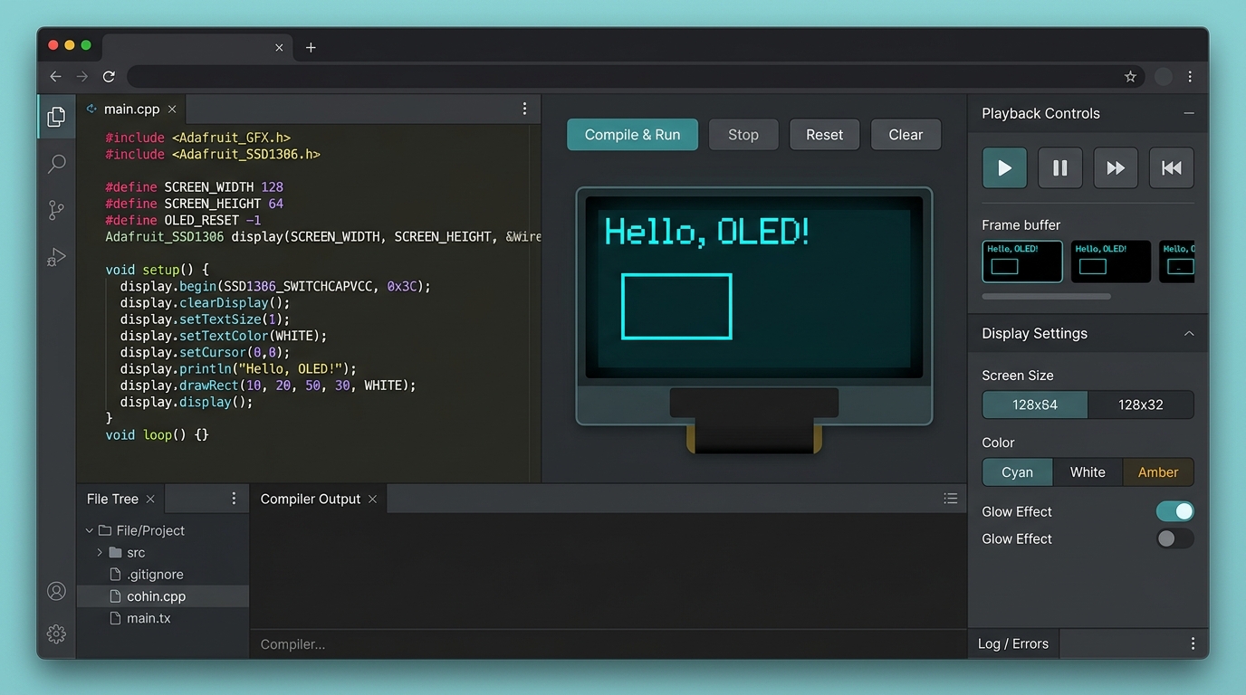 SSD1306 OLED Simulator interface preview