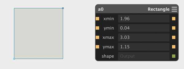 Interactive 3D UI handle dragging pushing changes back into node graph
